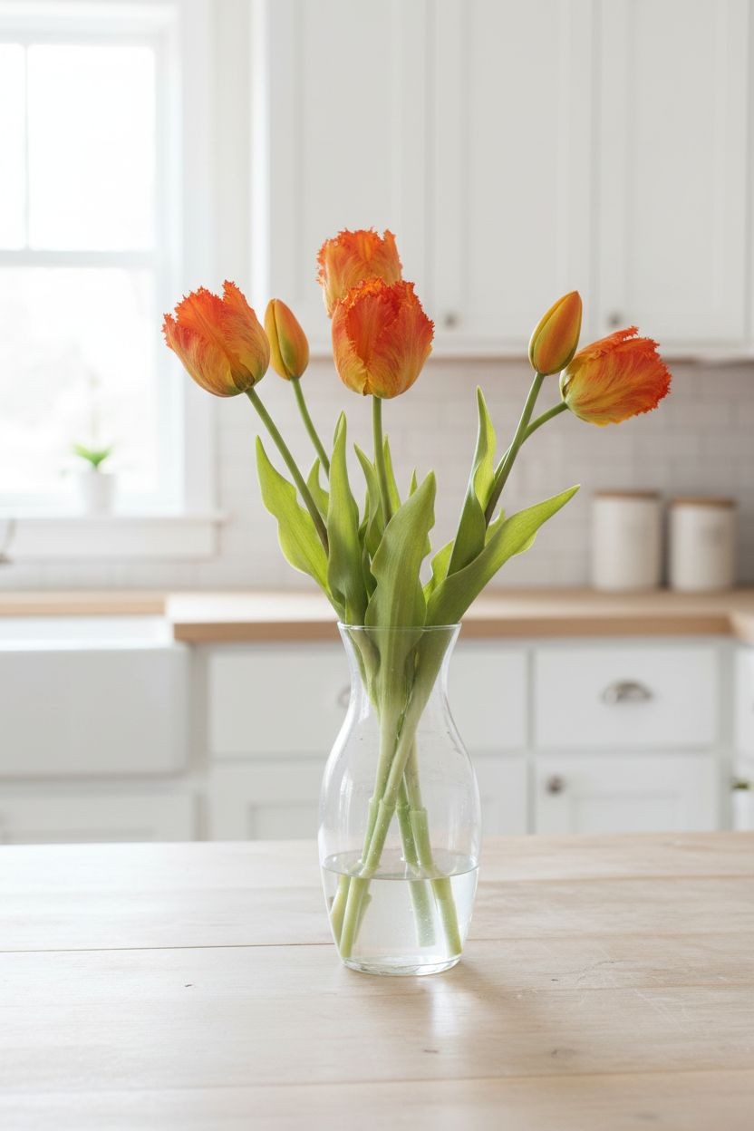 Faux Parrot Tulip Bouquet Set of 5 15 Inch Artificial Spring Flowers Easter Wedd