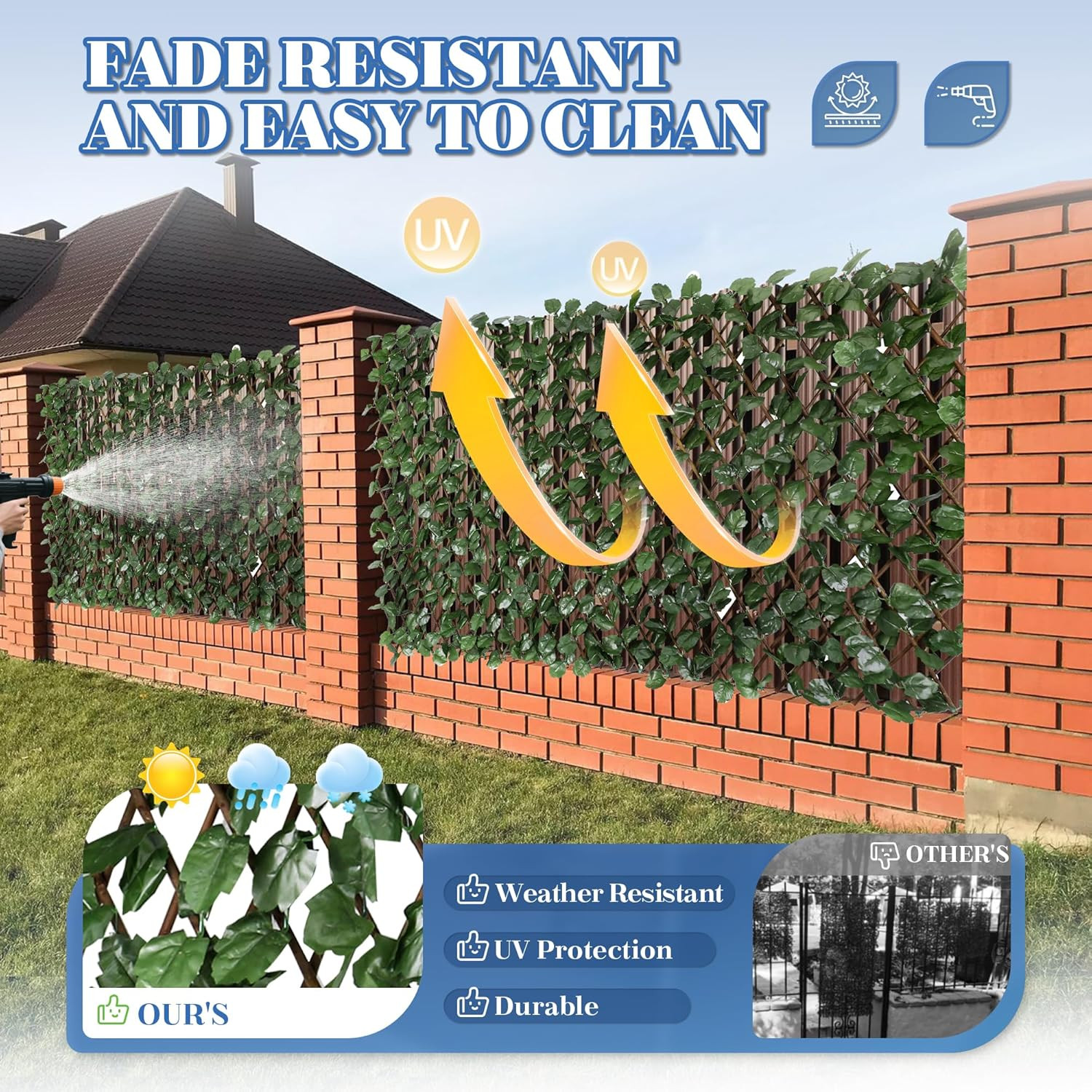 Expandable Artificial Leaf Faux Ivy Sweet Potato Leaves Privacy Fence Screen, St