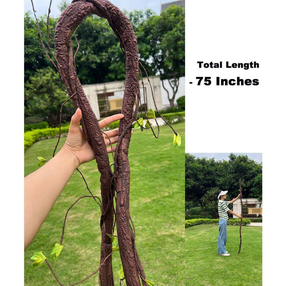 2 in Artificial Bendable Tree Vine Branches with Green Leaves, Faux Foliage for