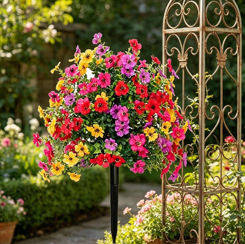 Artificial Flowers For Outdoors Spring Decoration with Spike UV Resistant Garden