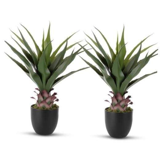 Pack Artificial Spiked Agave Plant.3 ft Faux Agave Plants, 2.23ft 2