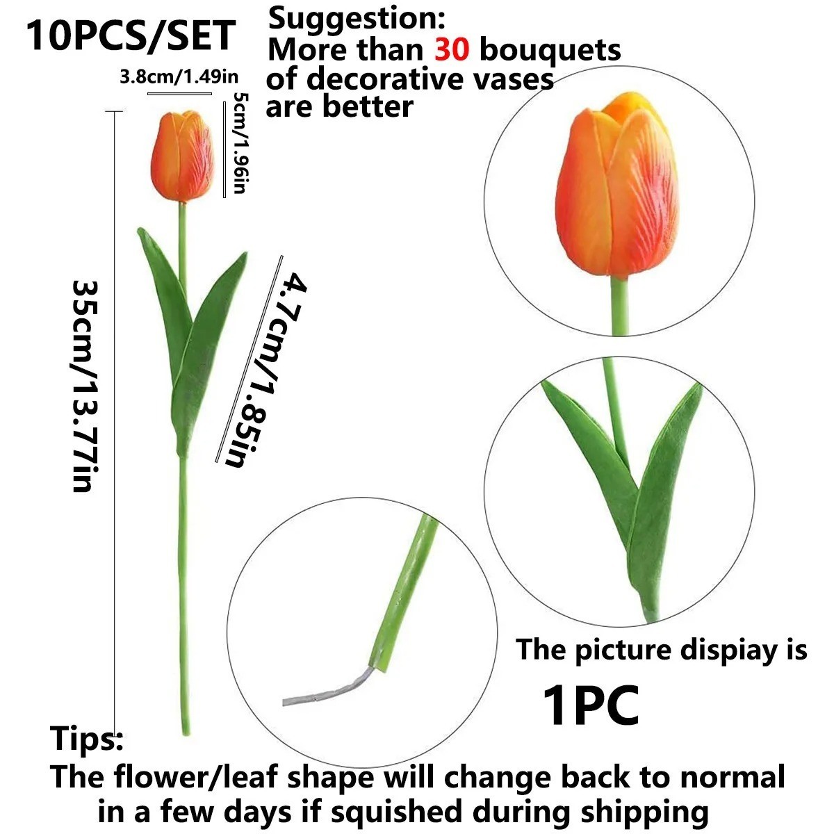 10Pcs Artificial Tulips Latex Fake Flower Bouquet Real Touch Wedding Party Decor