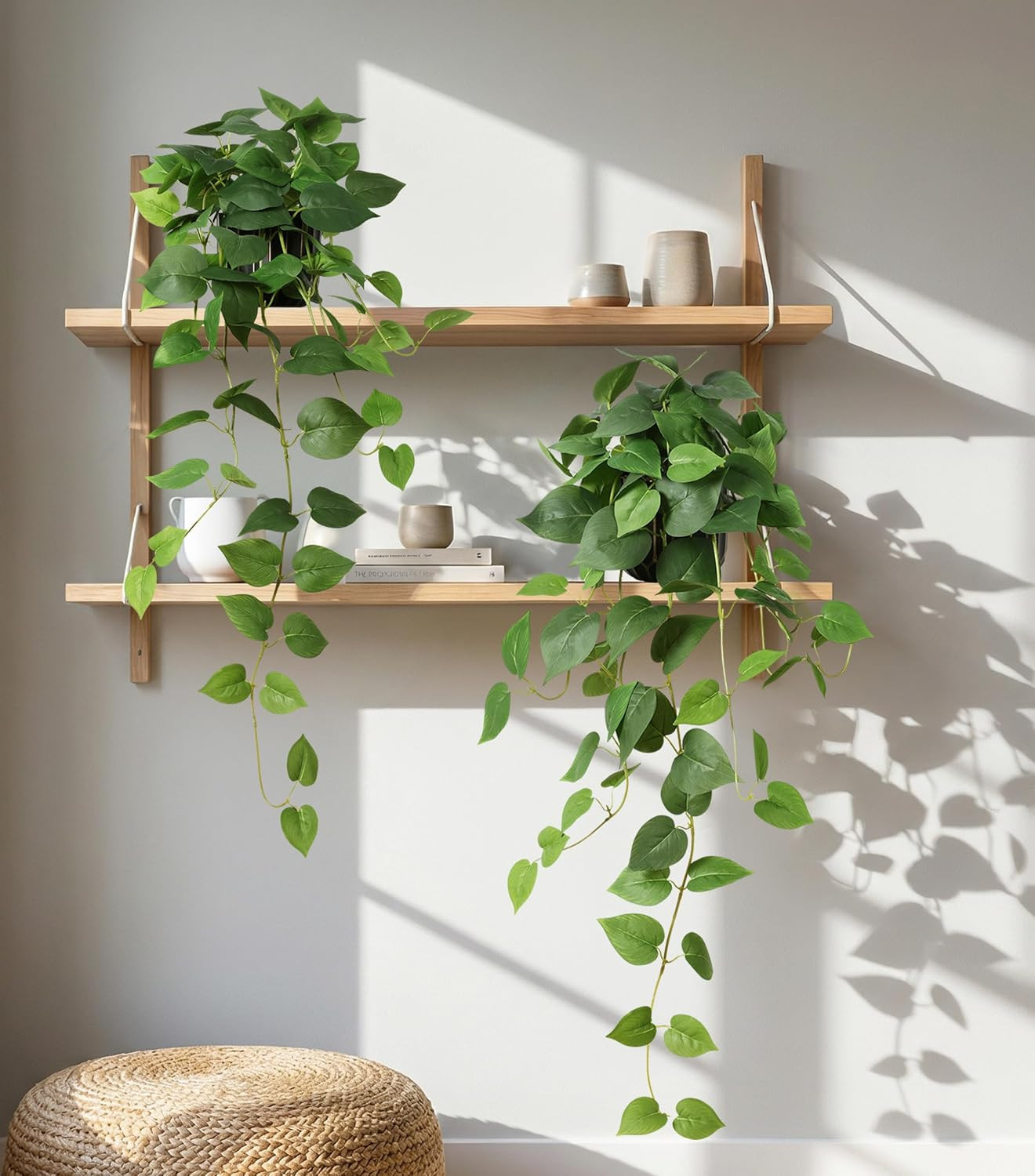 2 Pcs Faux Pothos Plants – Realistic Indoor Hanging Decor for Home & Office