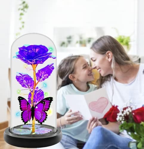 Galaxy Crystal Light Up Rose in Glass Dome – Perfect Mother’s Day & Birthday Gif