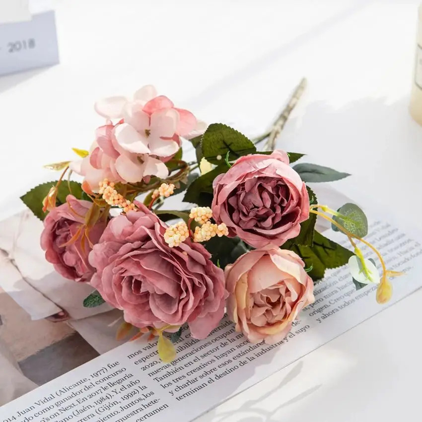 1pc 30CM Silk Peony Rose Bouquet Artificial Flowers for Wedding Home Christmas