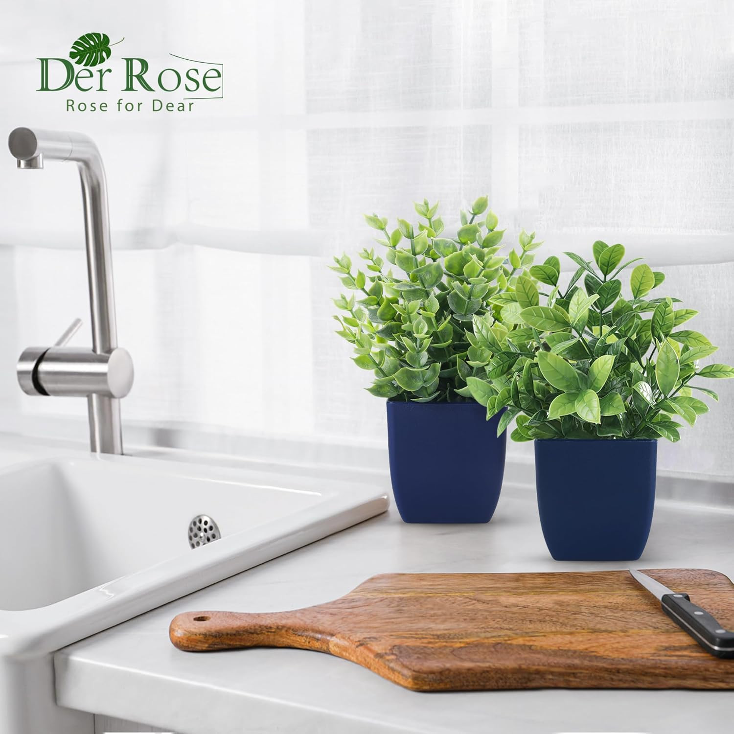 Der Rose 4 Pack Small Fake Plants Artificial Indoor Office Desk Accessories