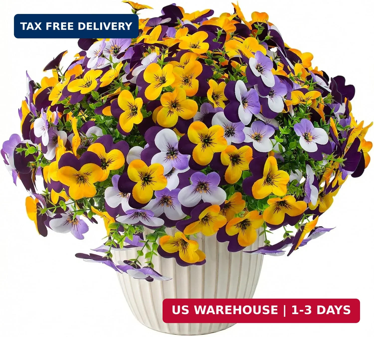 16 Pcs Artificial Pansy Flowers for Outdoor Faux Silk Spring Flowers for Outside
