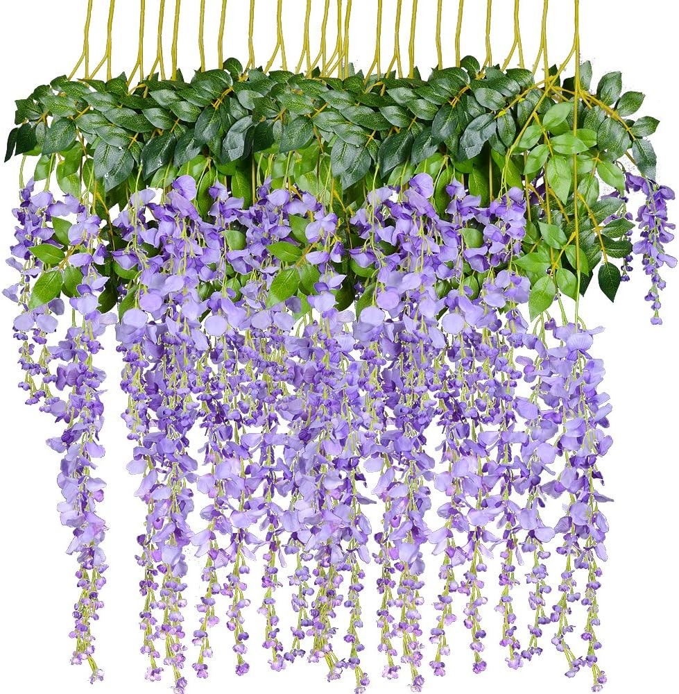 12 Pack 3.6 Feet Artificial Fake Wisteria Vine Ratta Hanging Garland