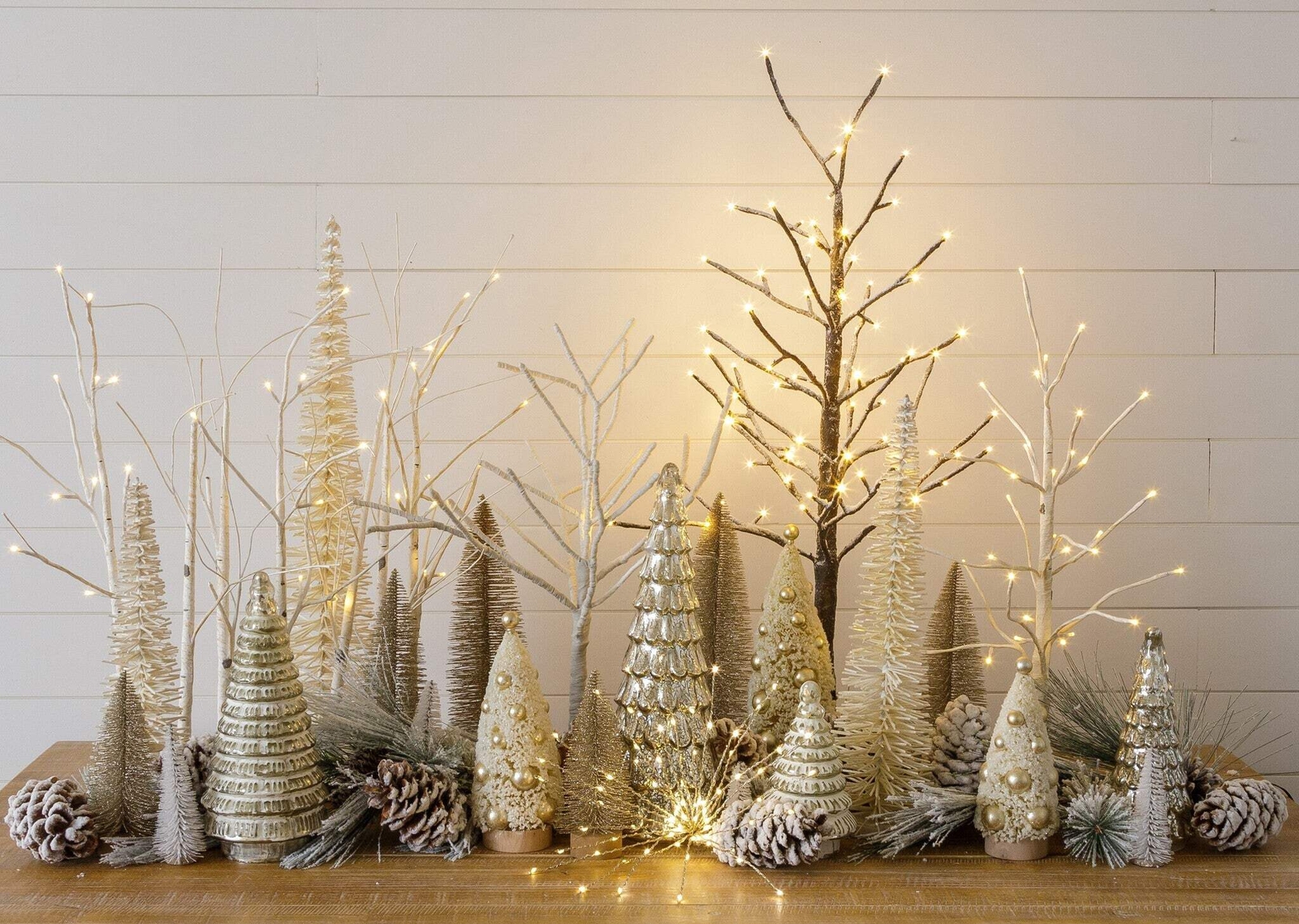 LED Lighted Tabletop Birch Tree with Warm White Lights | Battery-Operated with T