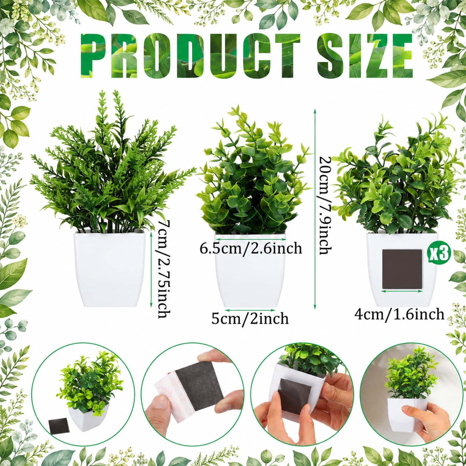 3 Pcs Magnetic Plants Classroom Decor Artificial Potted Potted Greenery Mini …