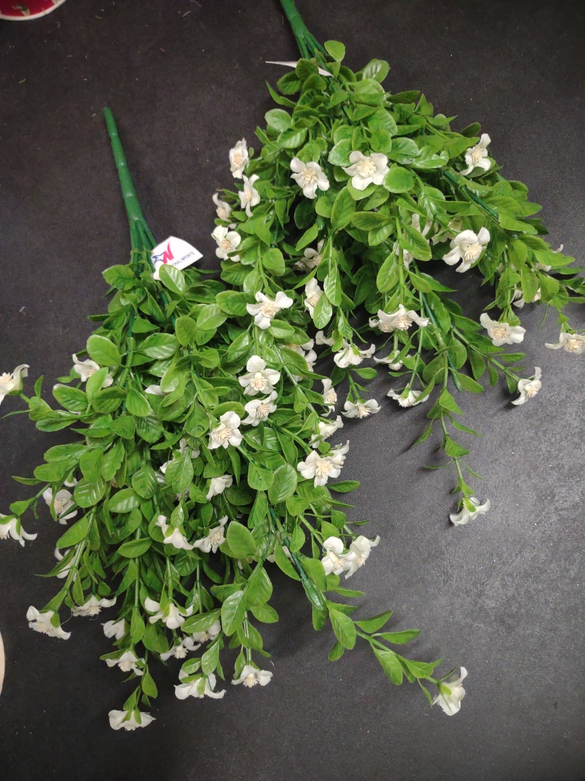Set of 2: White Silk Mini Daisy Bush, “Jacob’s Ladder” Miniature Flower Blooms
