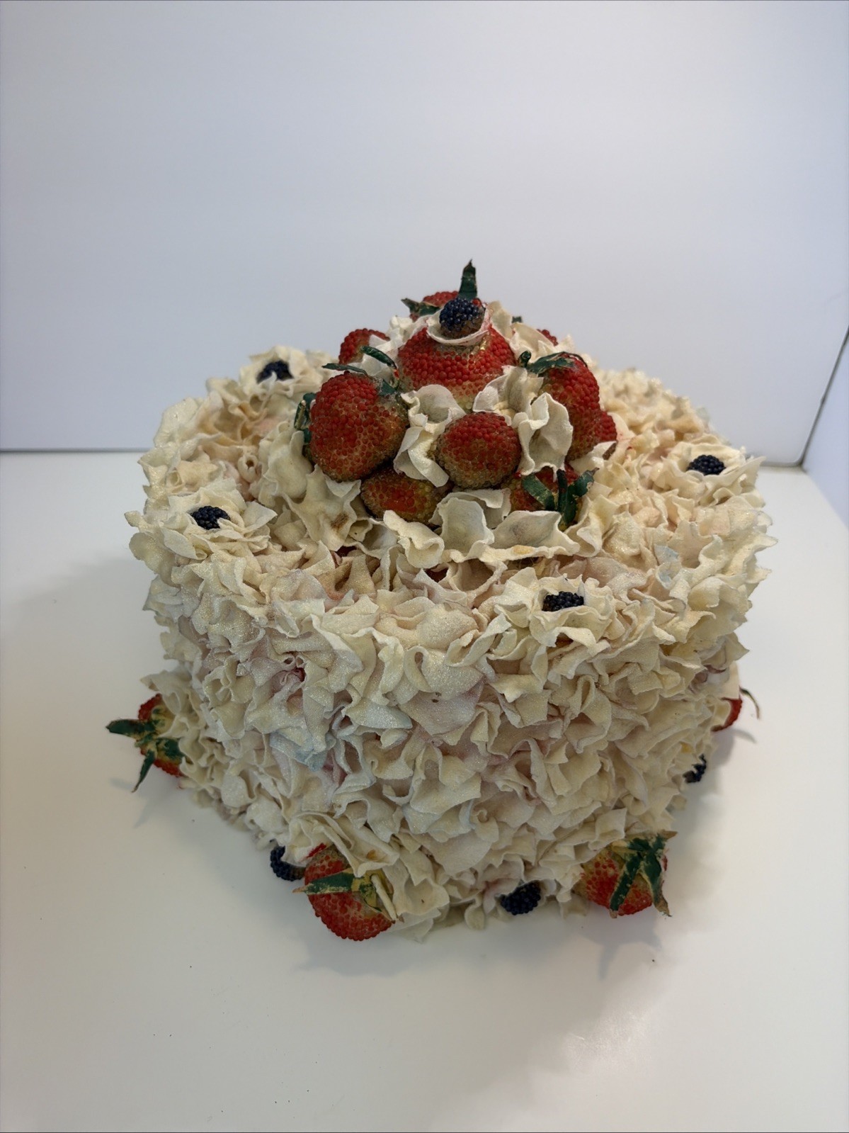 Vintage Flower Layer Cake Made From Silk Flowers Beaded Berries Unique