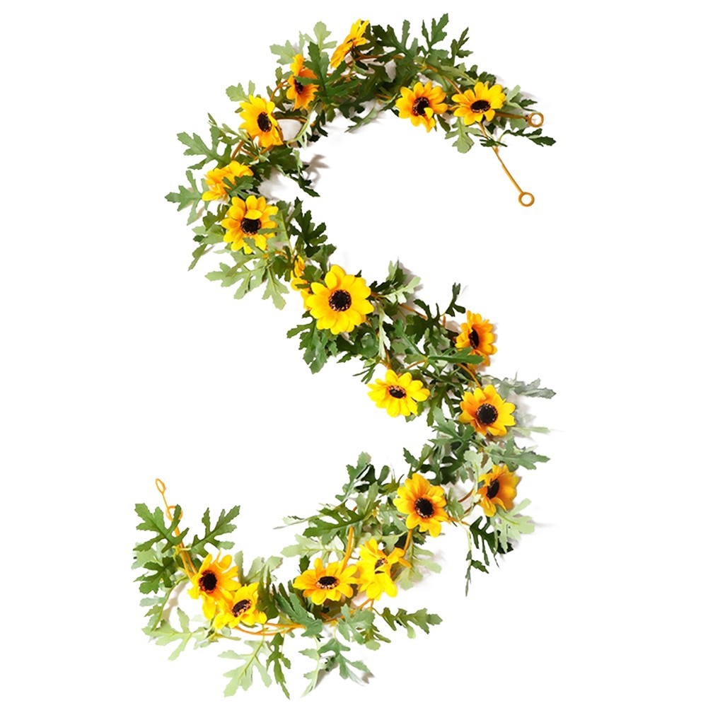 2 Pcs 175cm Artificial Sunflower Vine Garland for Indoor and Outdoor Use