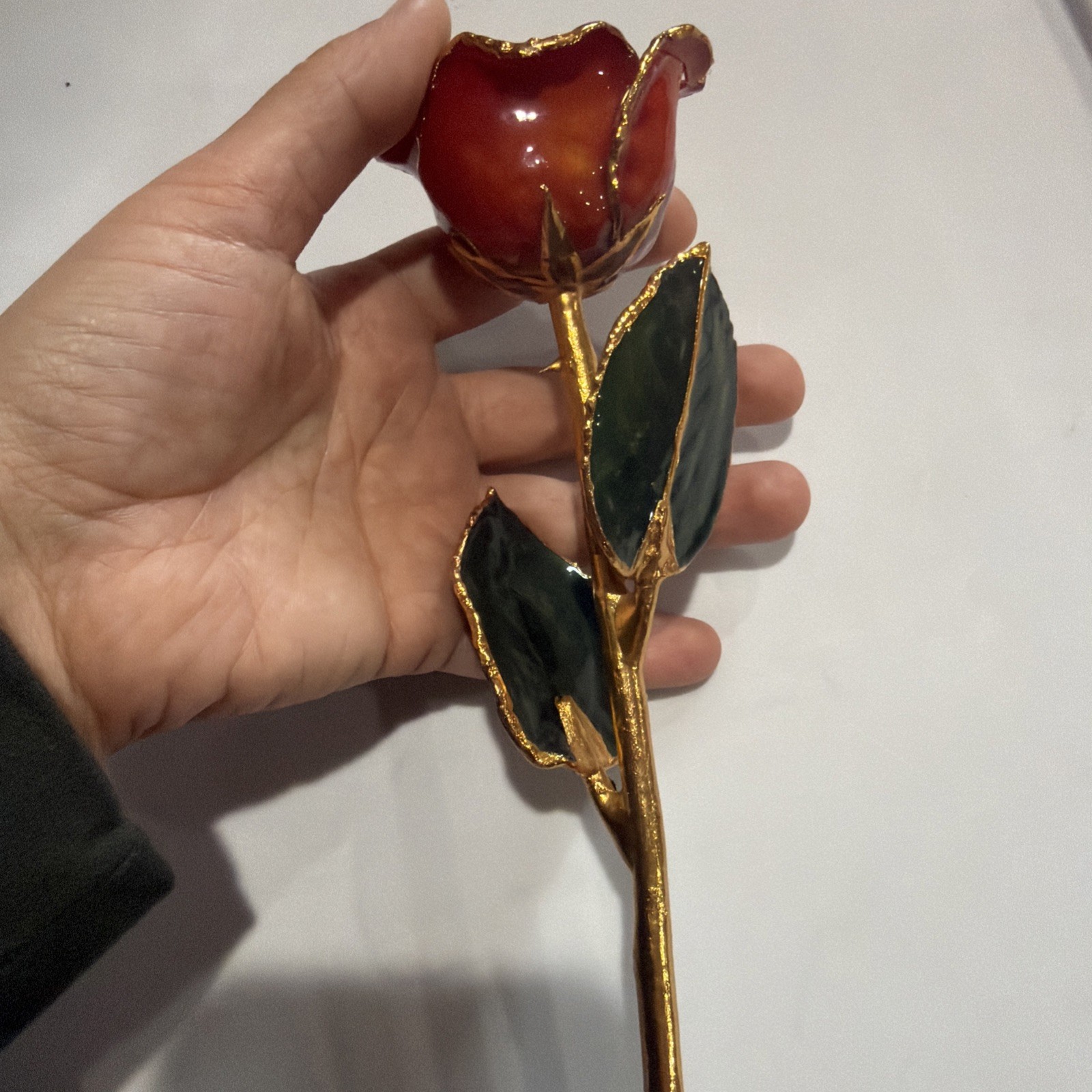 Forever Rose, Genuine Real Rose, Hand Dipped in Lacquer and Trimmed in 24K Gold