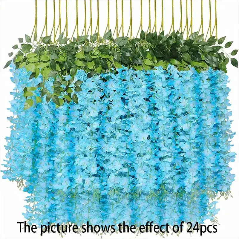 12PCS Artificial Wisteria Vine Garland Silk Hanging Flowers for Home, Wedding