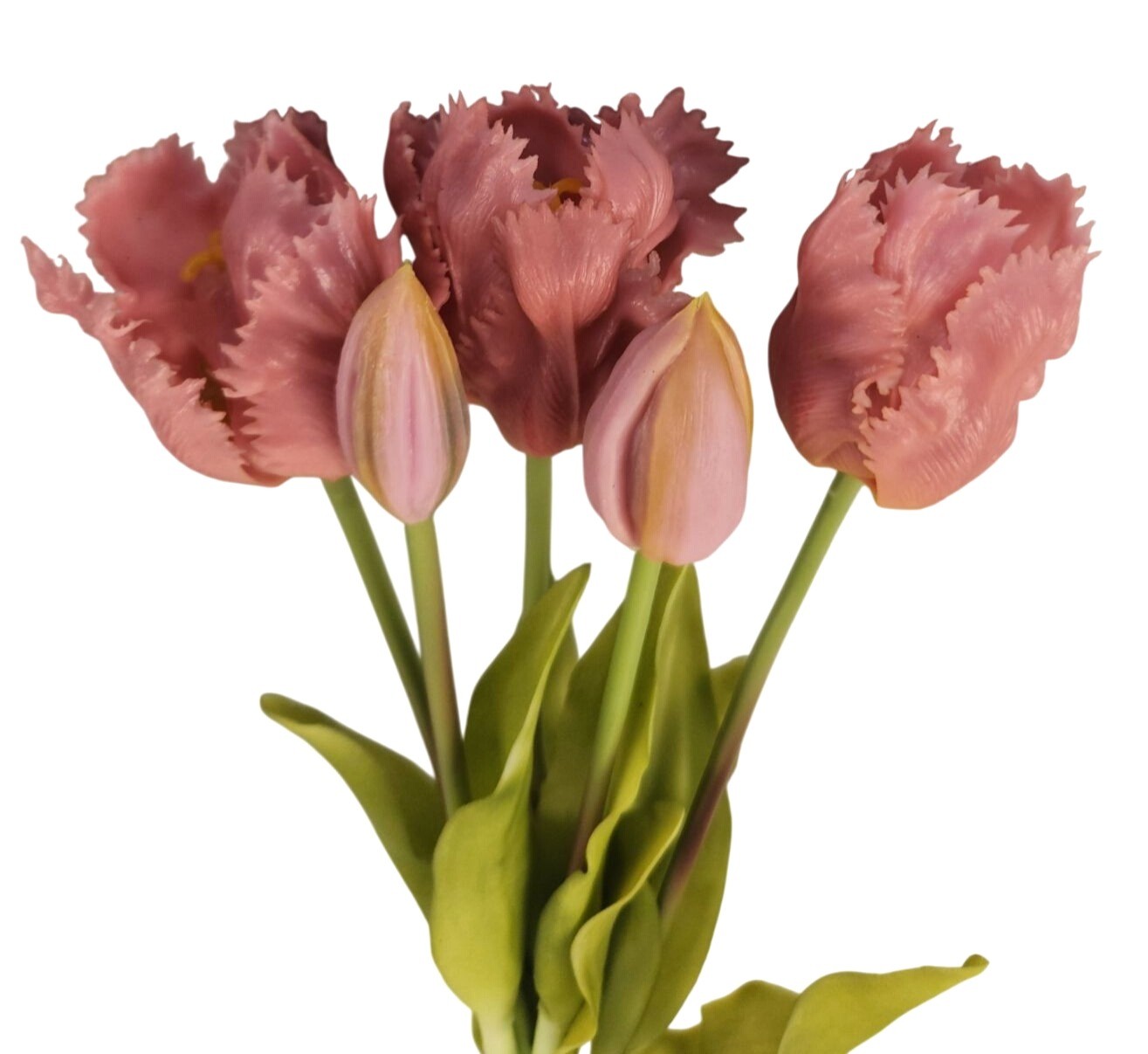Artificial Tulip Bouquet 15 Inch Set of 5 Faux Spring Flowers Easter Wedding