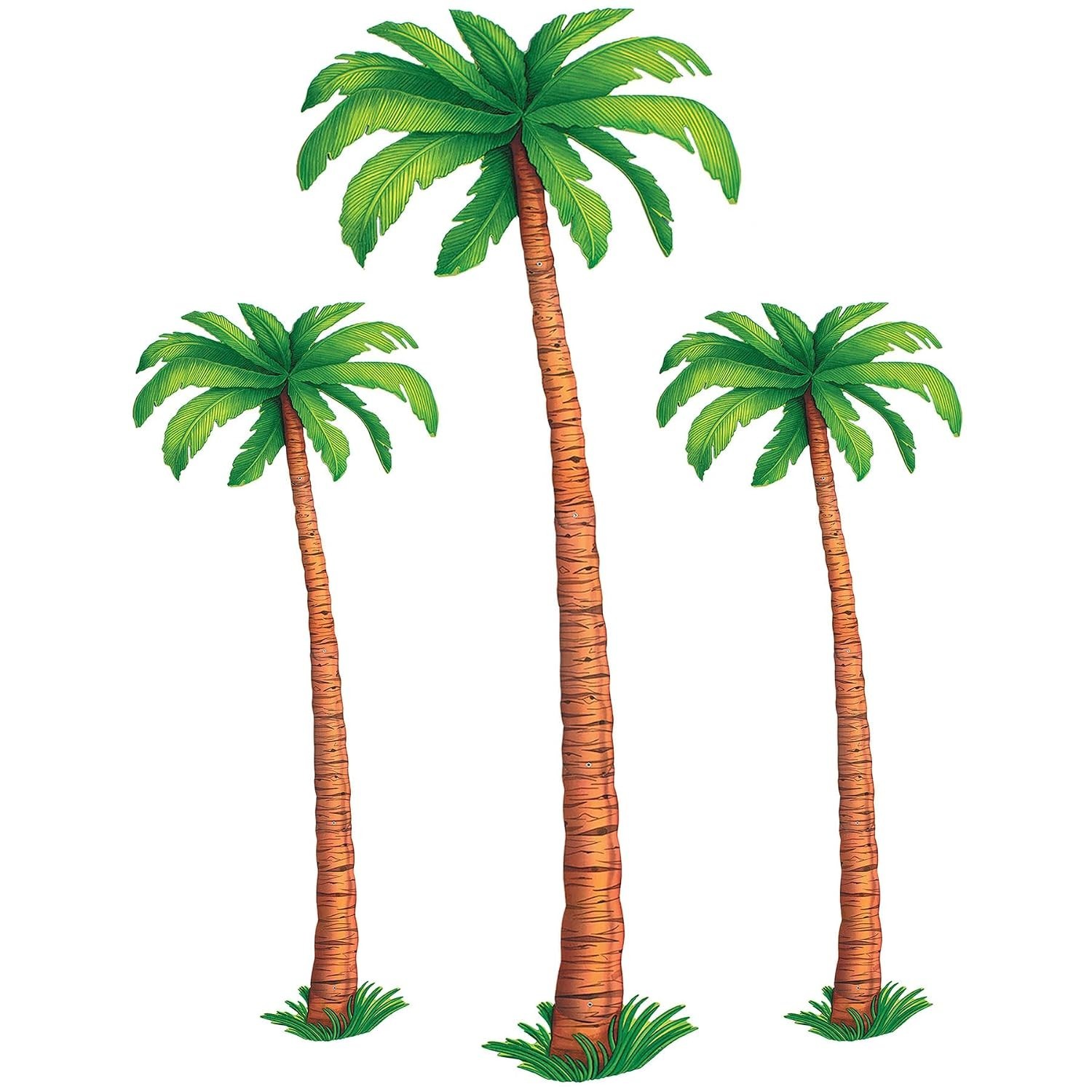 Tropical Palm Tree Cutouts – 3 Count, 2x 4’ & 1x 6’ Wall Decorations