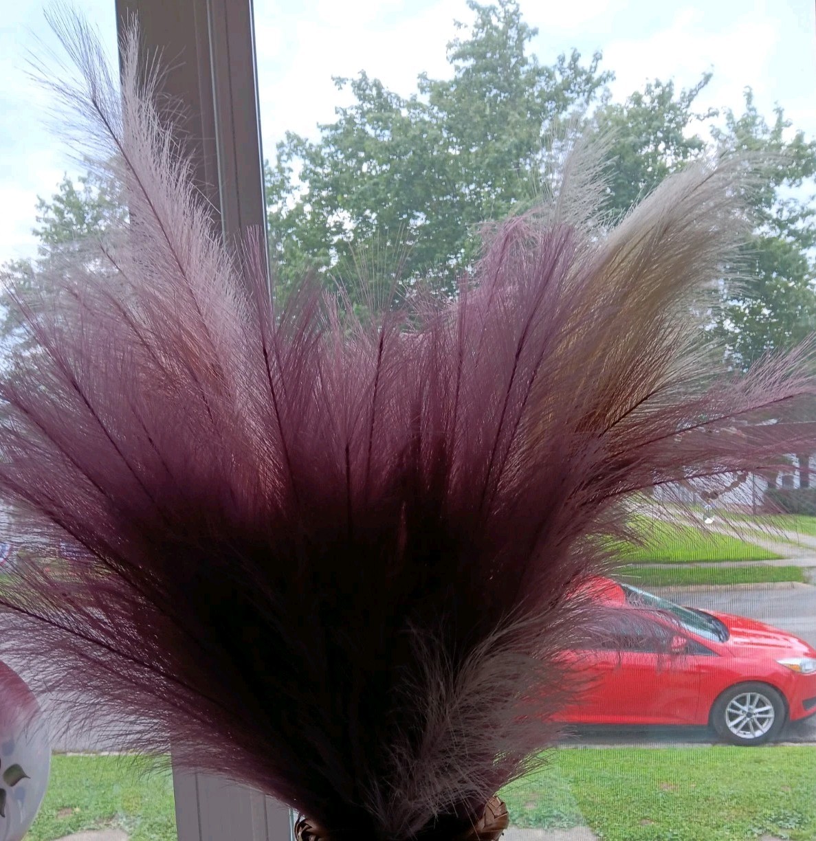 Faux Pampas Plumes Pink, White 40″ Tallest, Various Heights 7 Stems Clean, Well