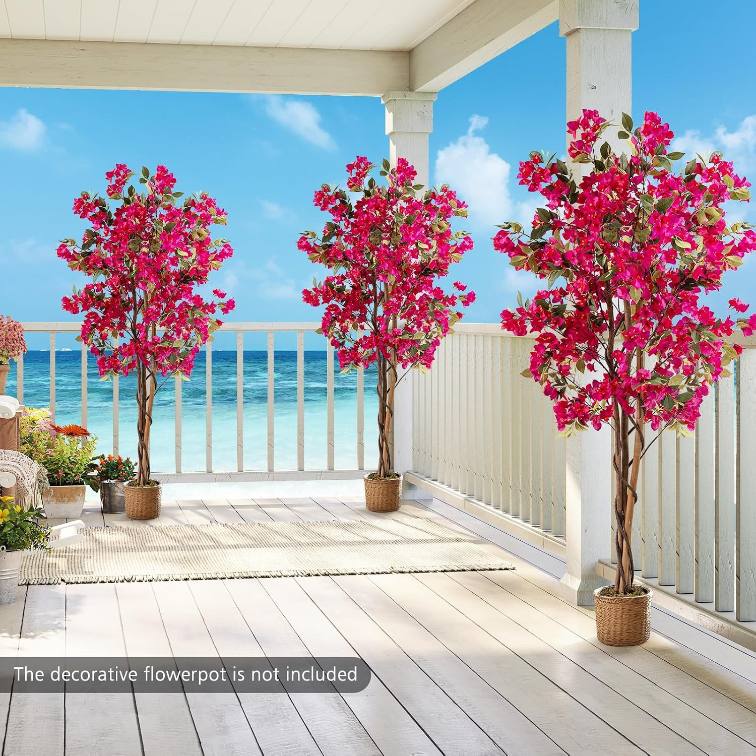 6 FT Bougainvillea Artificial Tree, Faux Flower Tree in Pot with 910 Flowers, 10
