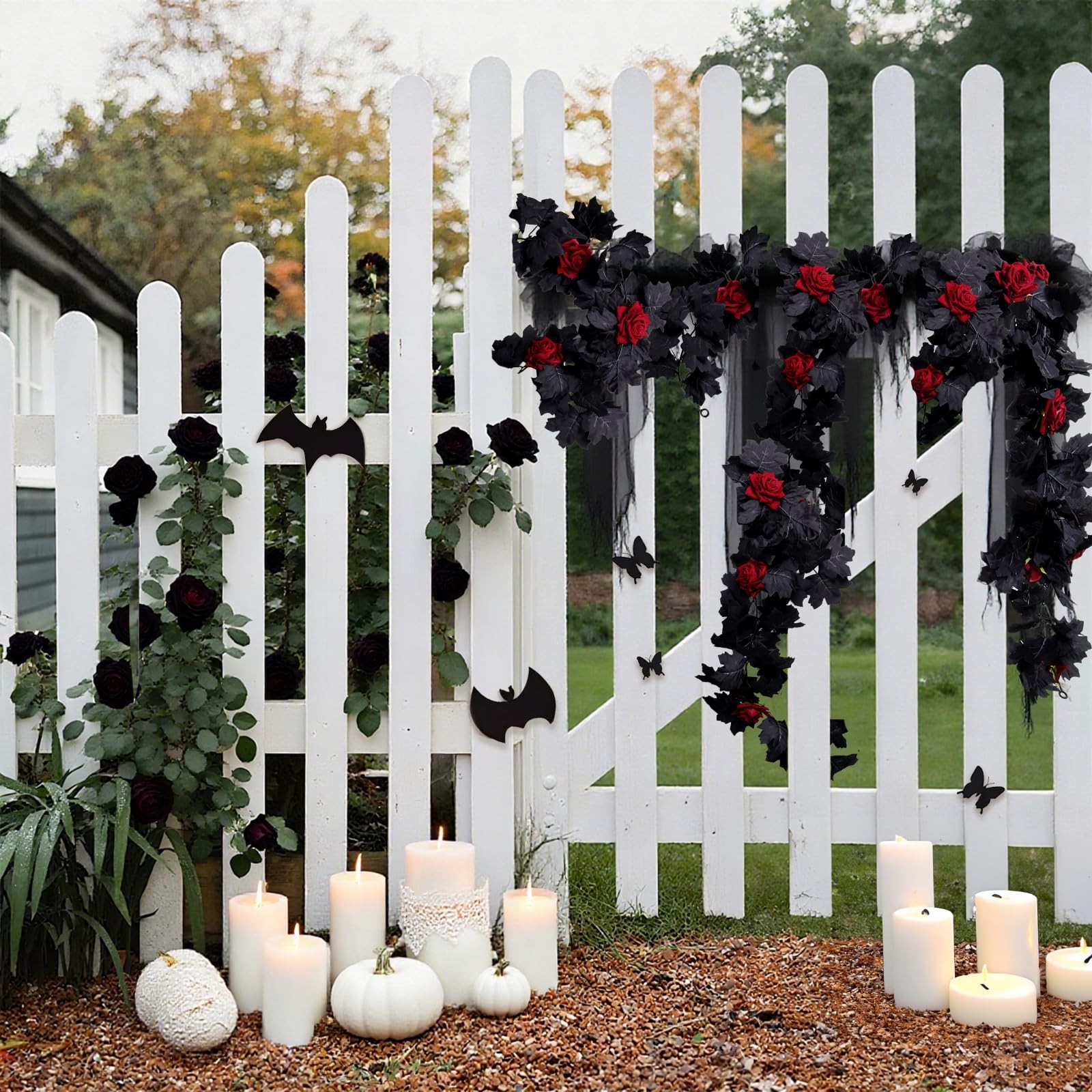 Artificial Flowers Garland Black Maple Leaf Garland Fake Hanging Flower Artif…