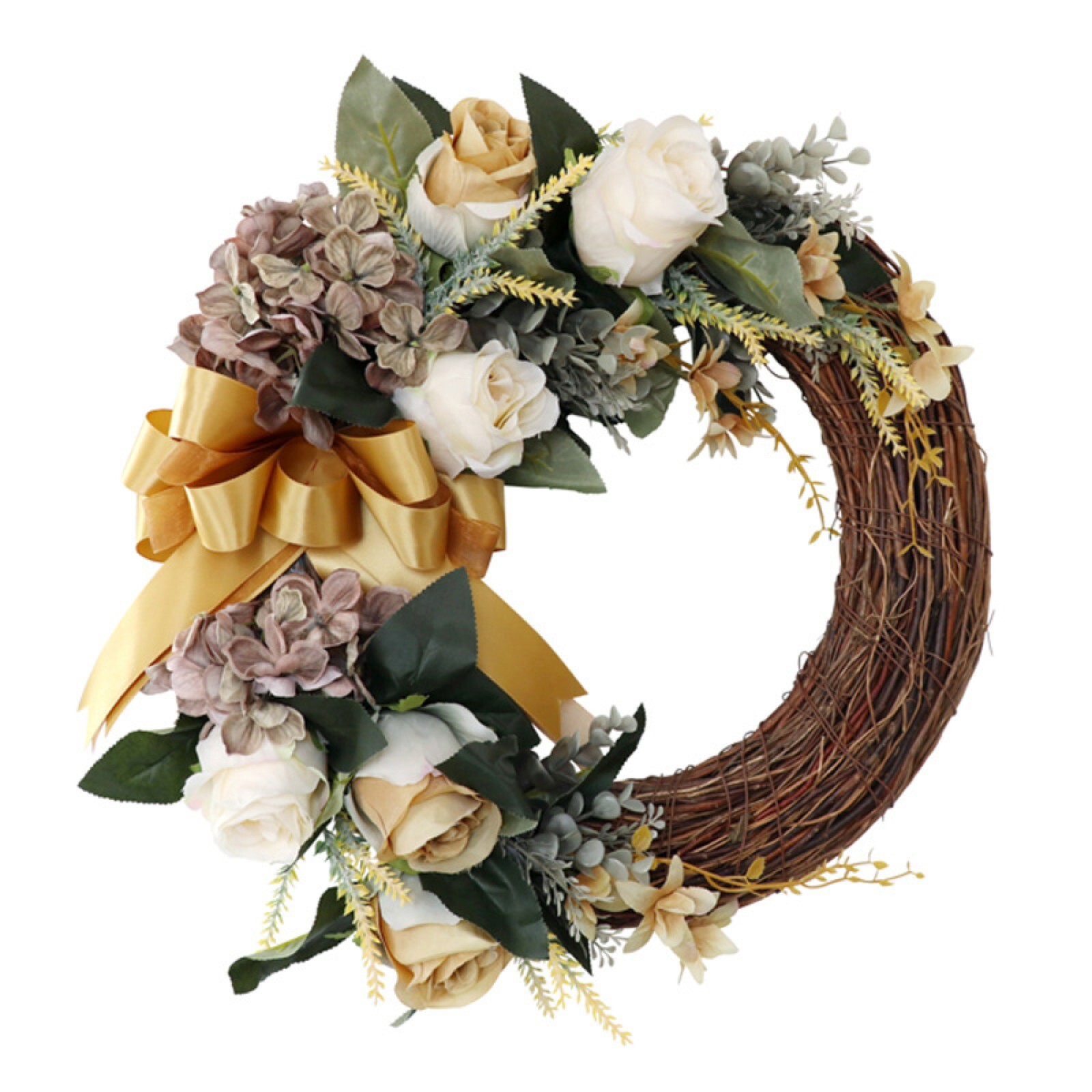 Hydrangea & Rose Wreath Artificial Flower Vintage color