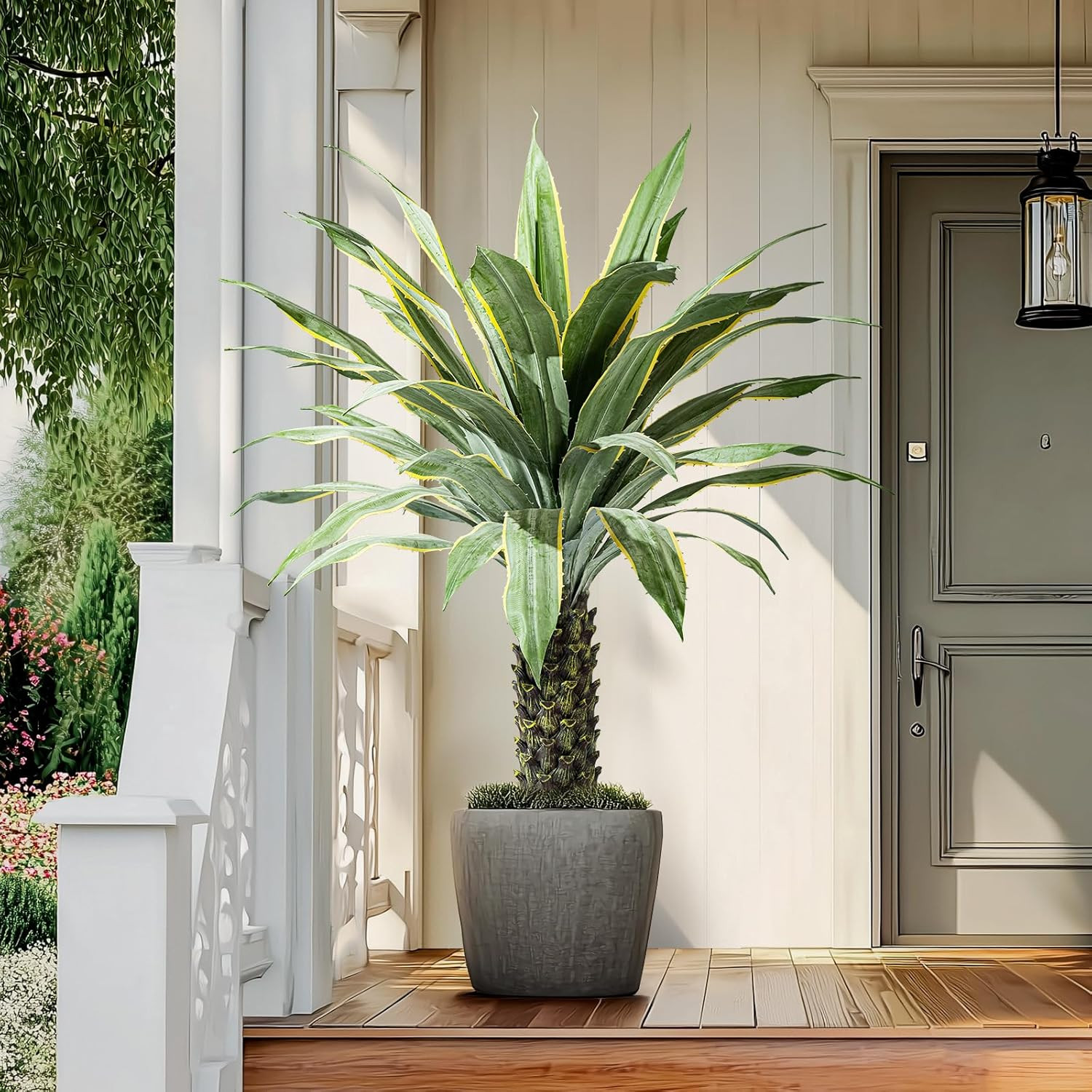 Realistic 61″ Artificial Agave Plant in Pot for Indoor Outdoor Decor – Yellow