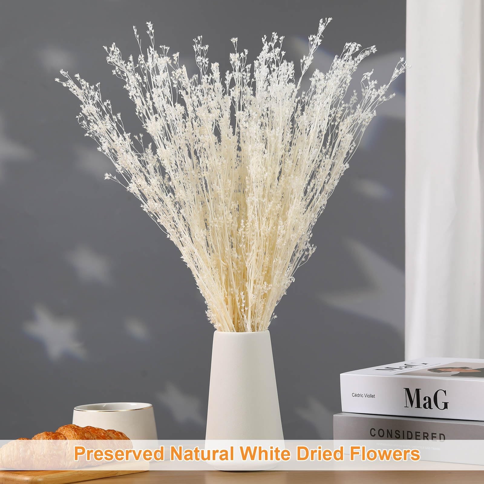 Dried Flowers Babys Breath Bouquet, – 17 Inch 3500+ Preserved Natural Flowers…