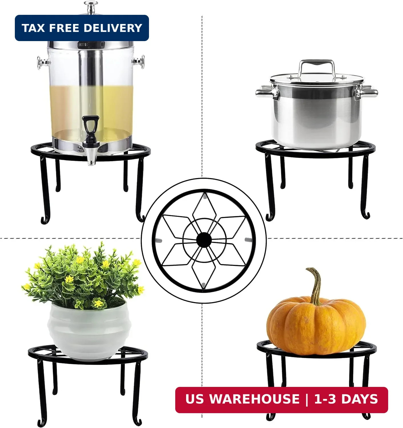 yosager 3 Pack Metal Plant Stands for Flower Pot, Heavy Duty Black Iron Potted S
