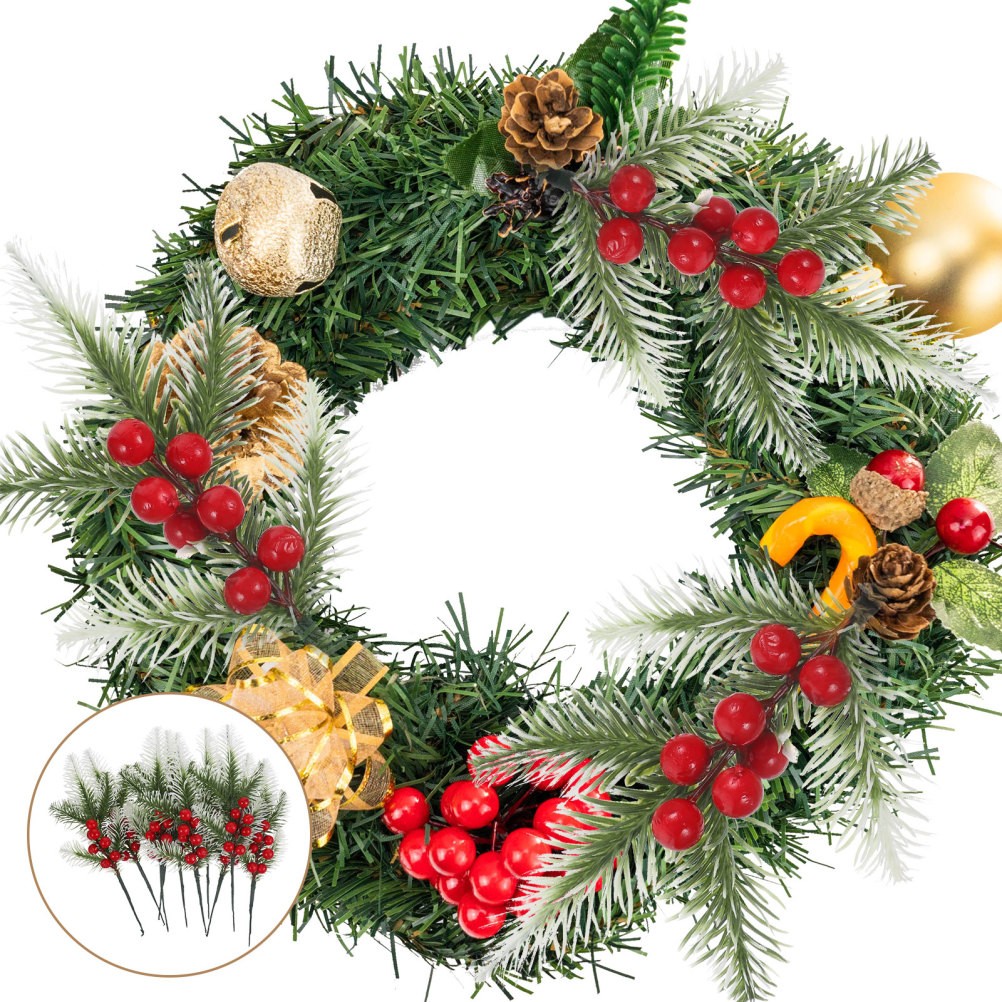 10Pcs Reusable Artificial Christmas Berry Stems Assorted Color Decor Branches