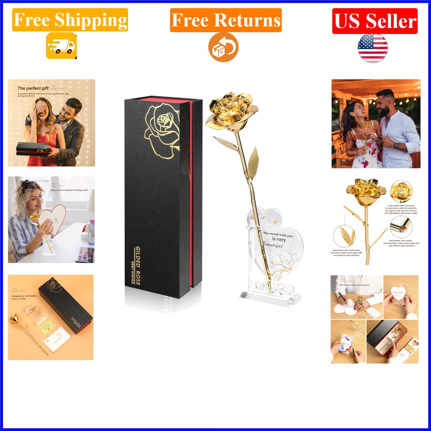 24K Gold Dipped Rose – Real Elegant Gift for Women, All Occasion