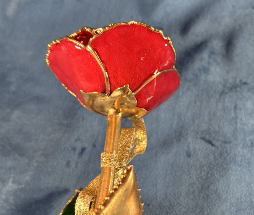 24k & Enamel Preserved Real Red Rose With Forever Keepsake