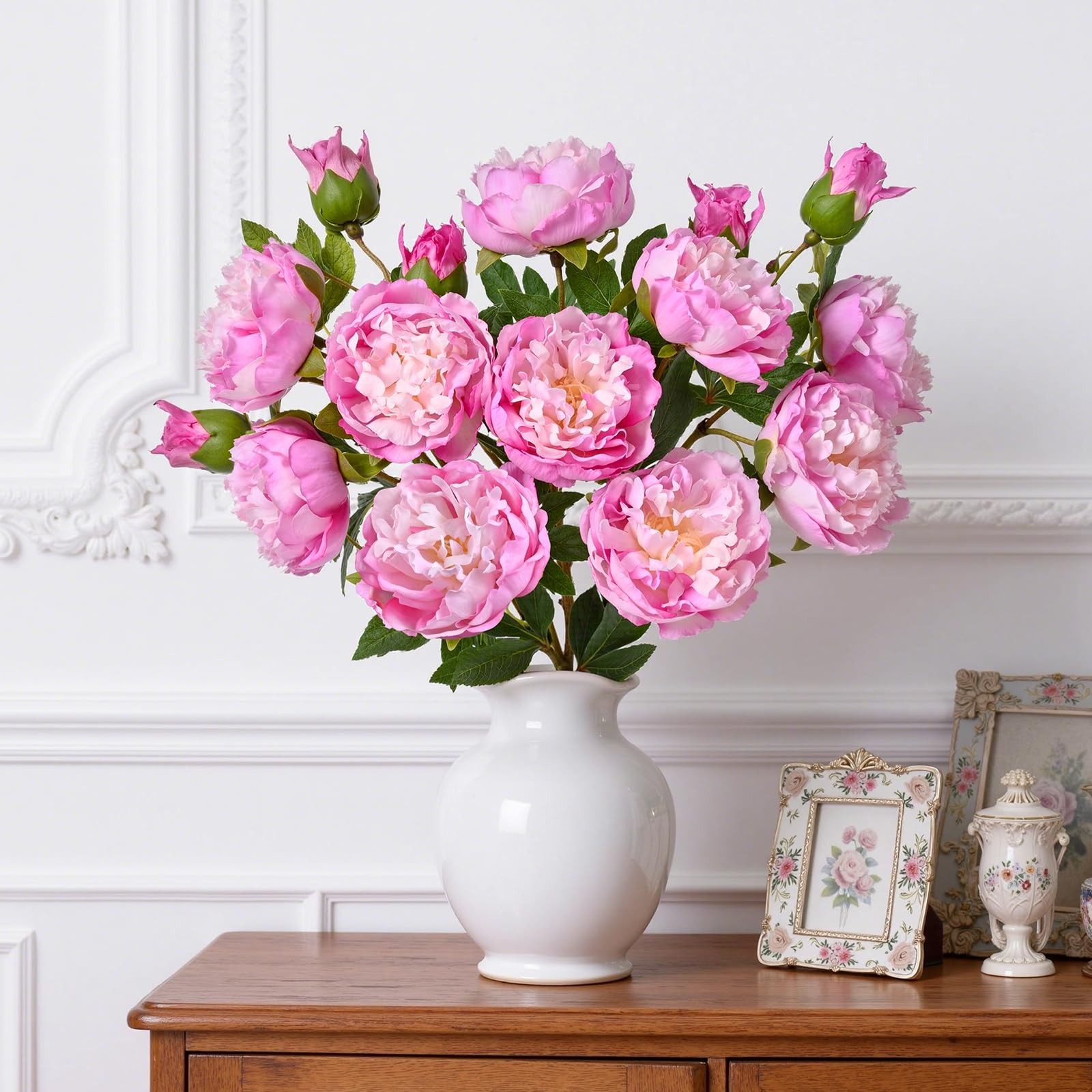 3PCS Real Touch Peonies Artificial Flowers, 22in Pinkish Purple Fake Peonies …
