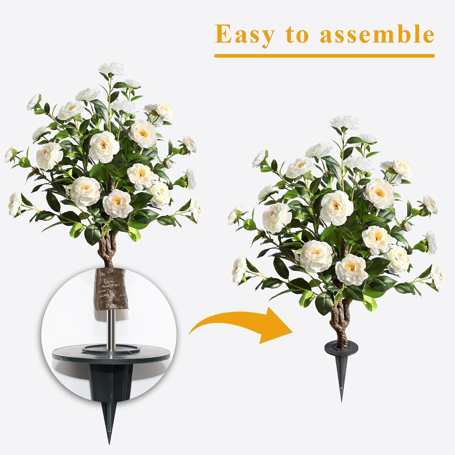 36” Artificial Camellia Tree – 2 Pack Faux Floral Plants for Home & Office Deco