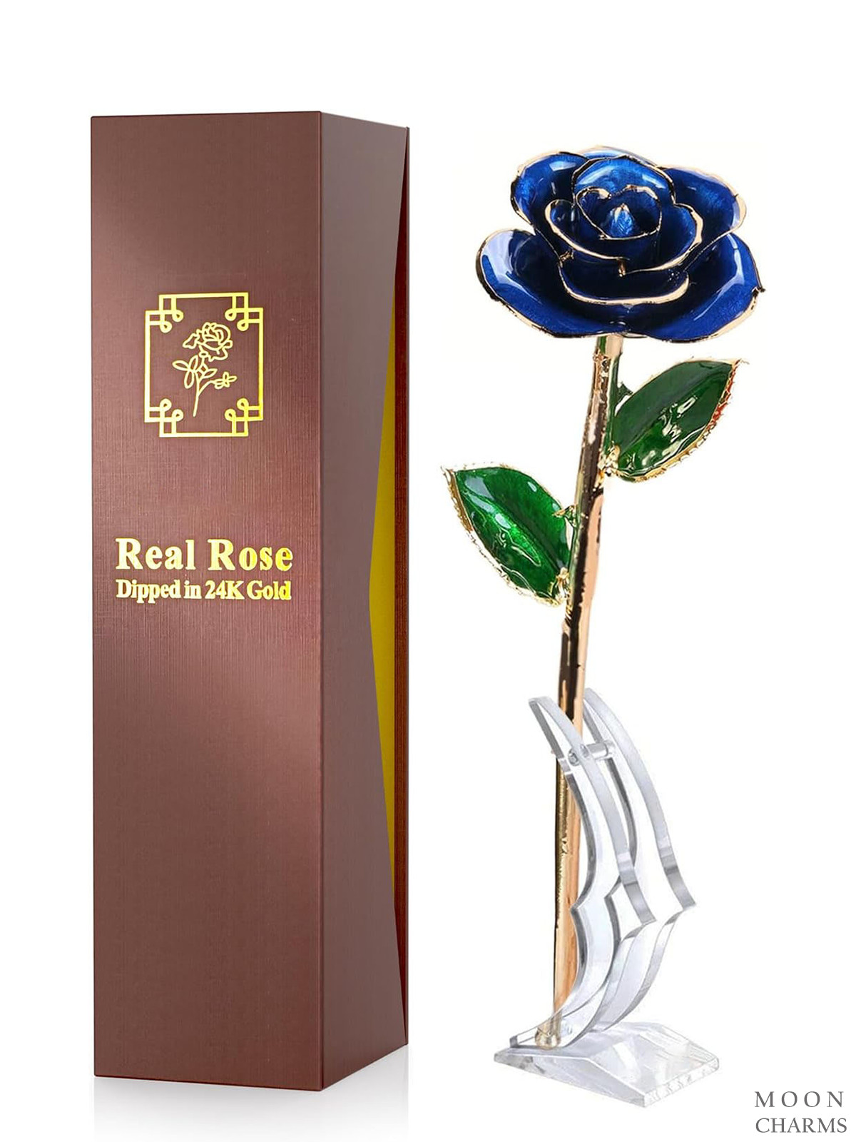 Rose Gold Dipped 24k Real Long Stem Flower Forever,Valentines Day Gifts Hor Her
