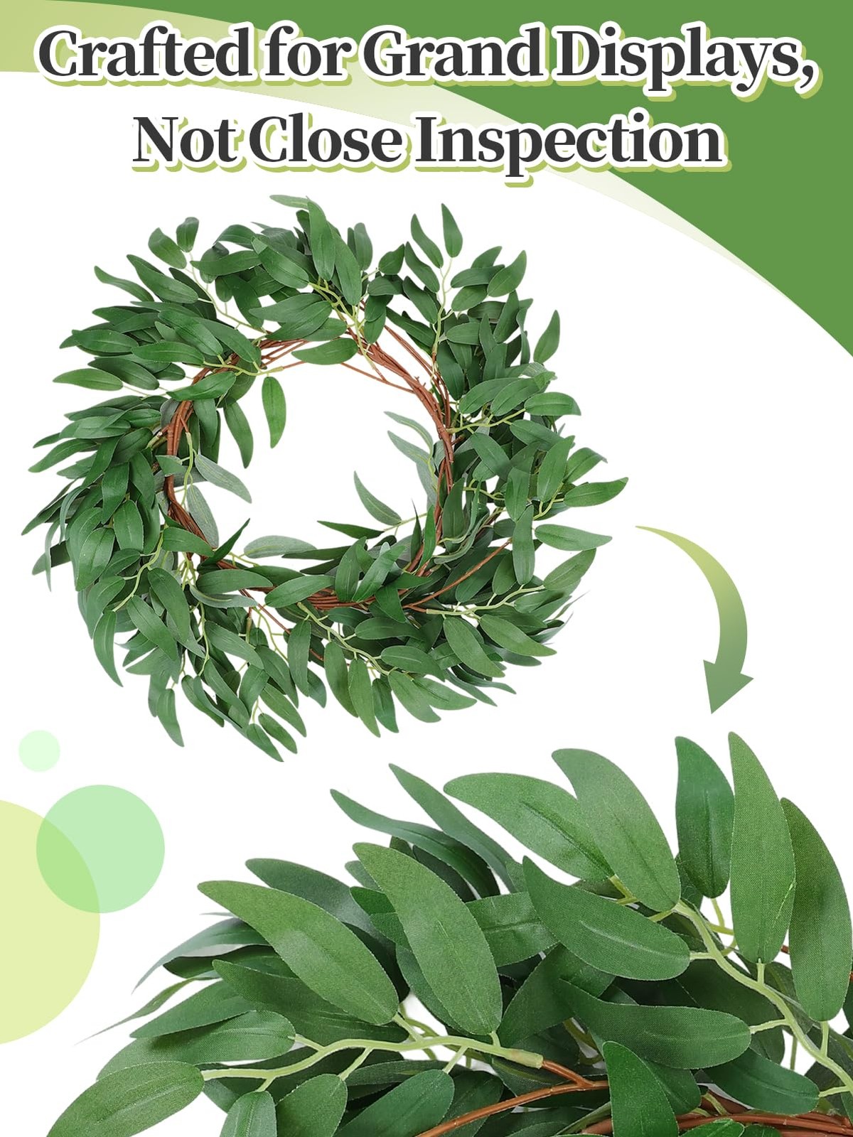 Fake Vines Greenery Garland – 3 Packs Total 16.5ft Green Willow Leaf Vine Gar…