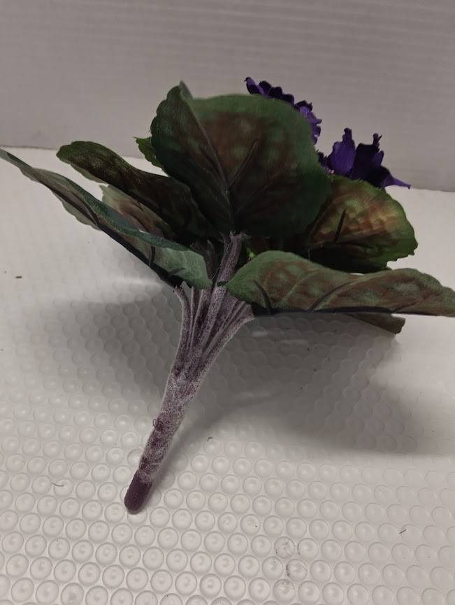 8″ ARTIFICIAL Semi-Miniature African Violet (PURPLE) – no pot.