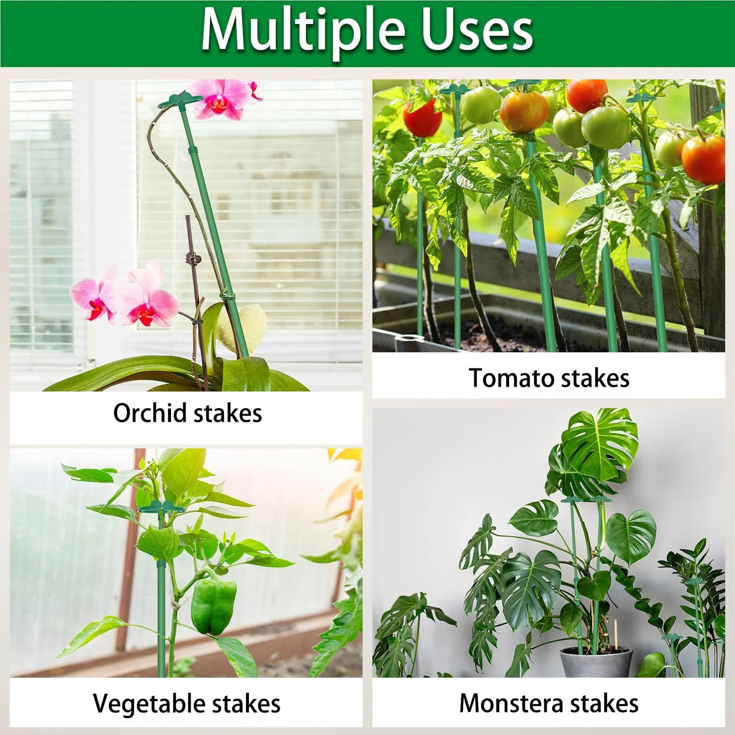 Extendable Plant Stakes, Length Scalable from 17.9IN to 42.3IN Plant Support Sta