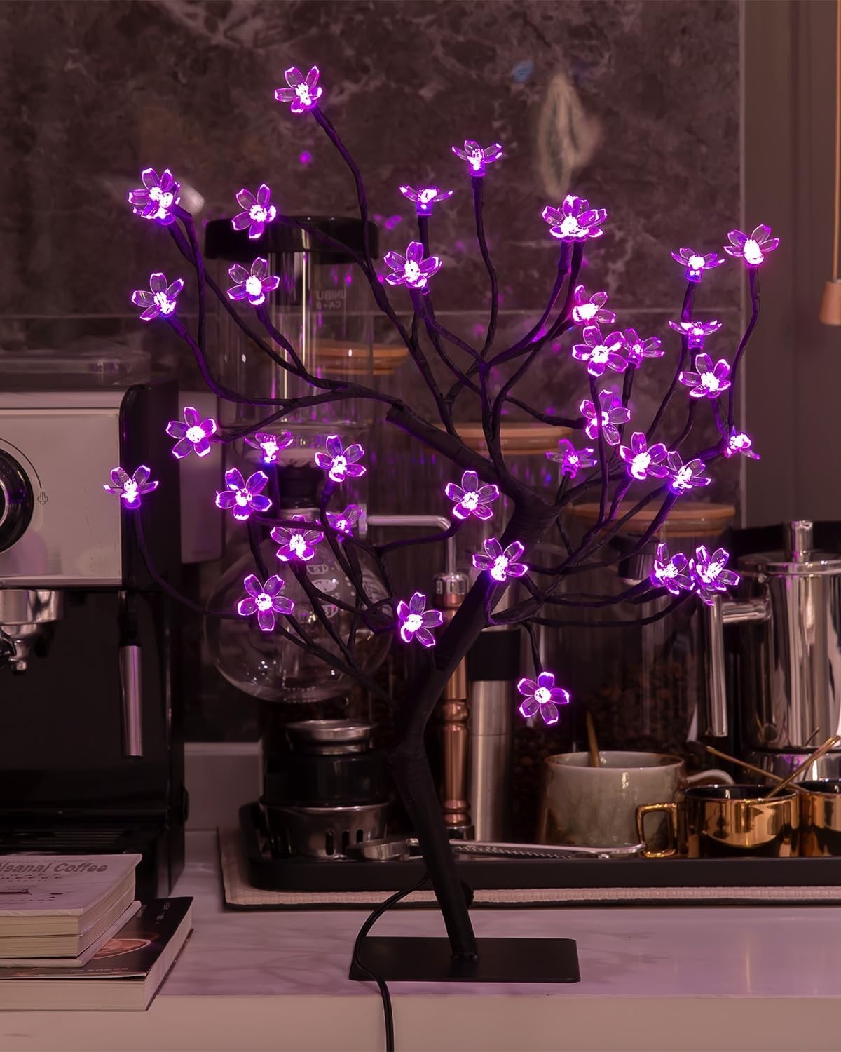 “Cherry Blossom Bonsai Tree Light 20IN Tree Lamp with24V UL-Listed Adapter and M