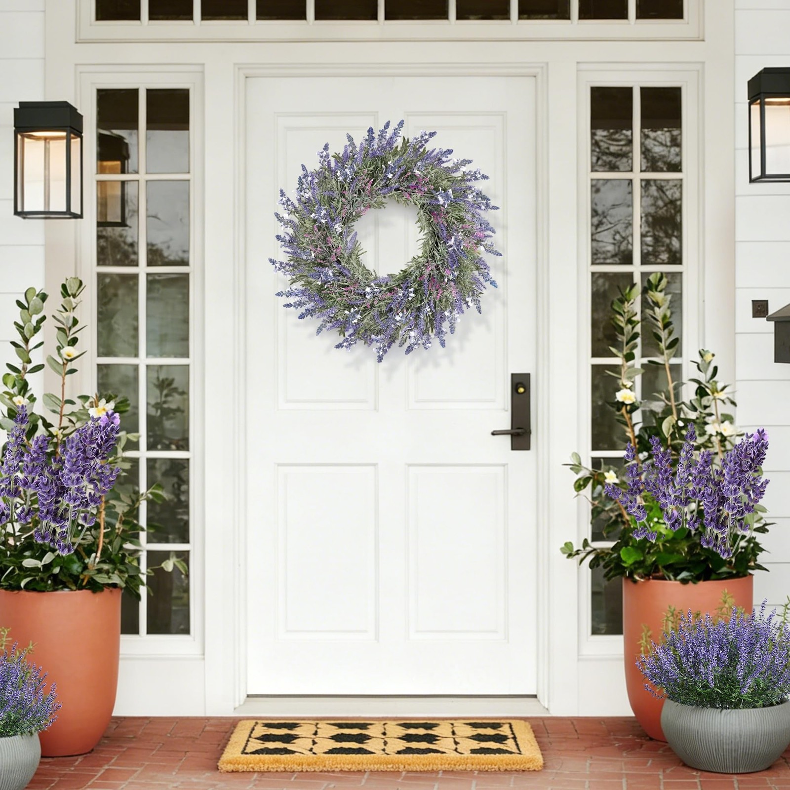 Large Summer Wreaths for Front Door Lavender Wreath for Front Door Spring Eas…