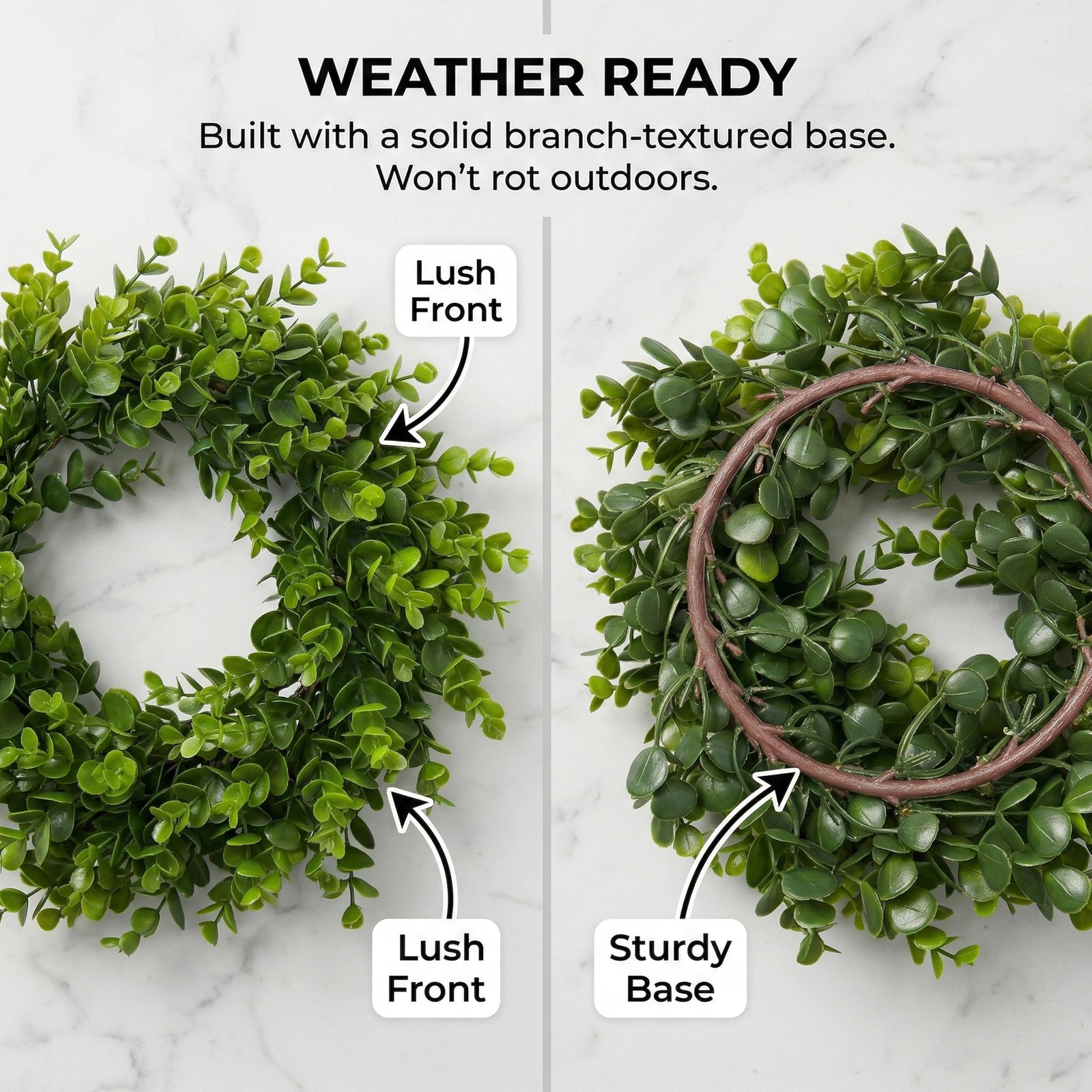 Plamyi 13″ 2 pcs Mini Boxwood Wreath – Faux Green Wreaths for Decorating, Can…