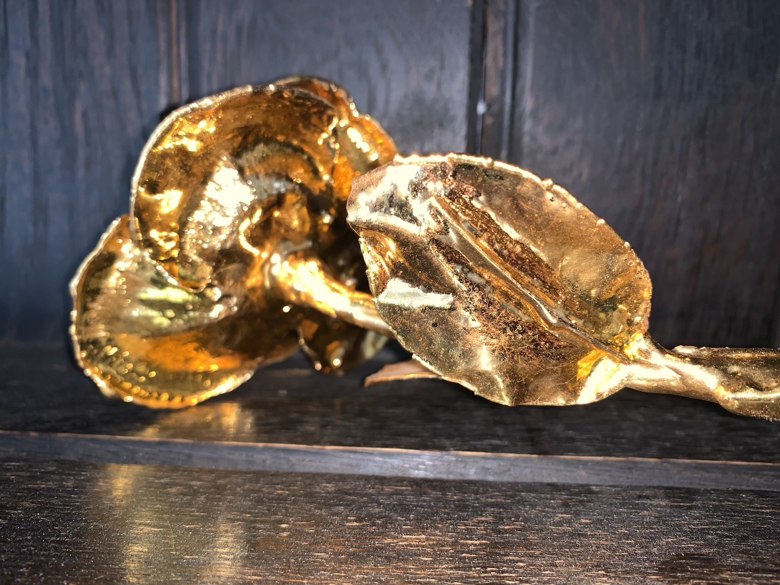 24kt Gold Long Stem Tall Gold Dipped Rose In Great Condition 12” X 4” X 3”