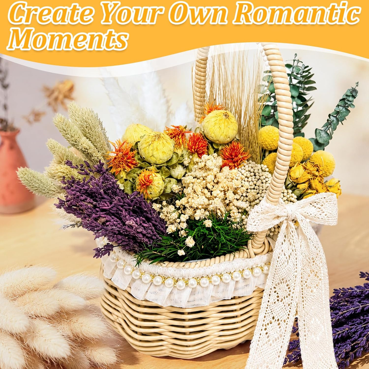 150Pcs DIY Natural Dried Flower Set, Preserved Mini Flowers Bouquets | Mixed Dri