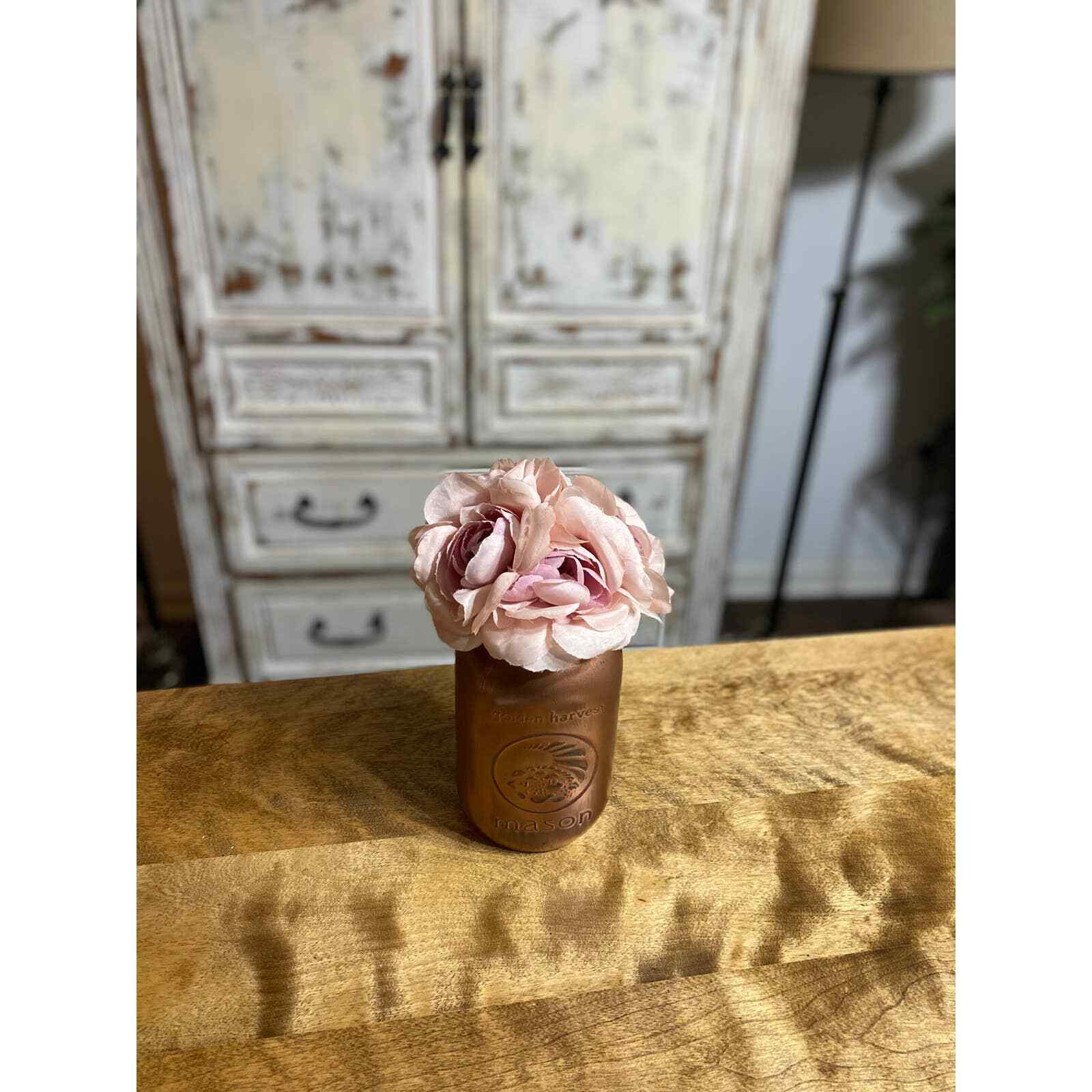Metallic Rose Mason Jar Floral, Floral Arrangement, Floral Decor, Home Decor