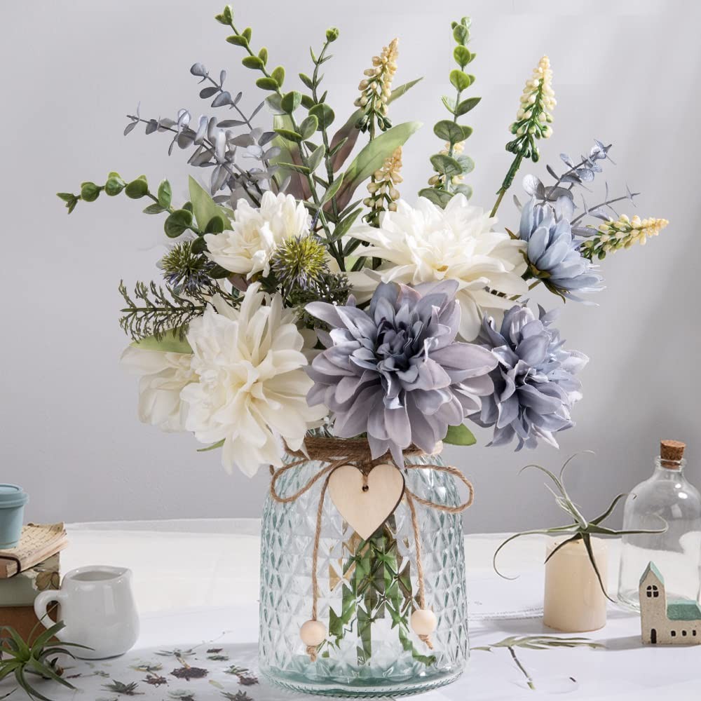 Silk Flowers in Vase, Artificial Flowers with Vase Fake Flowers Arrangement F…