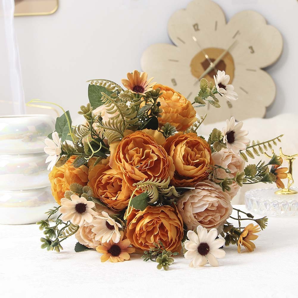Realistic Faux Flower Arrangement Peony Roses for Elegant Home and Event Decor