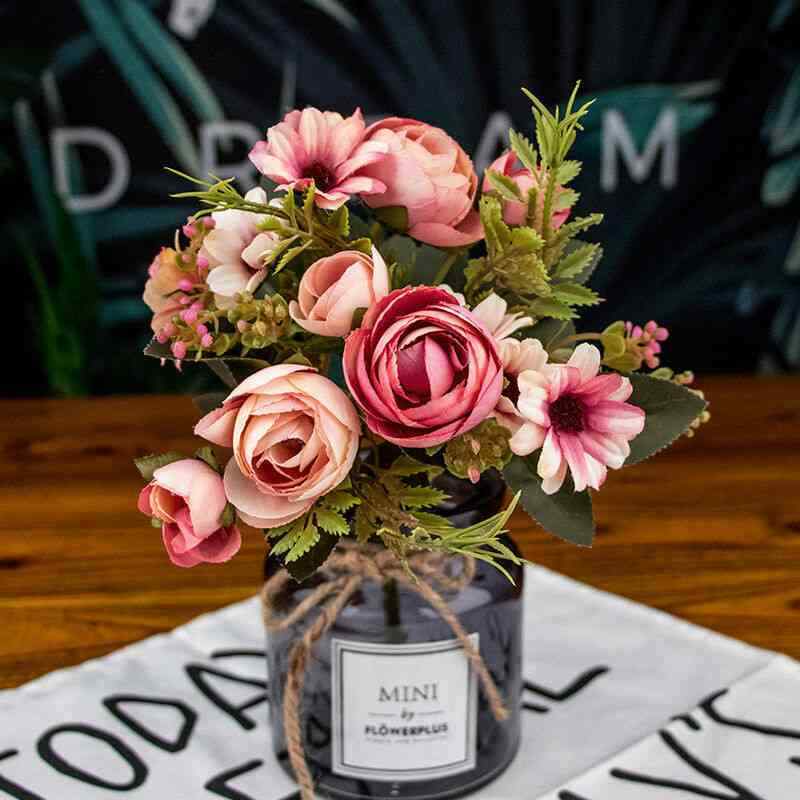 Retro 1 Bunch Wedding Decor Rustic Cozy Home Rose Fake Flower Artificial Flowers