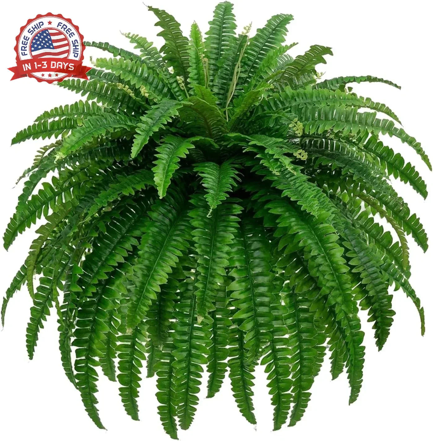 GYERB 48″ Large Artificial Boston Fern Plants for Outdoor Indoor, Fake Ferns for