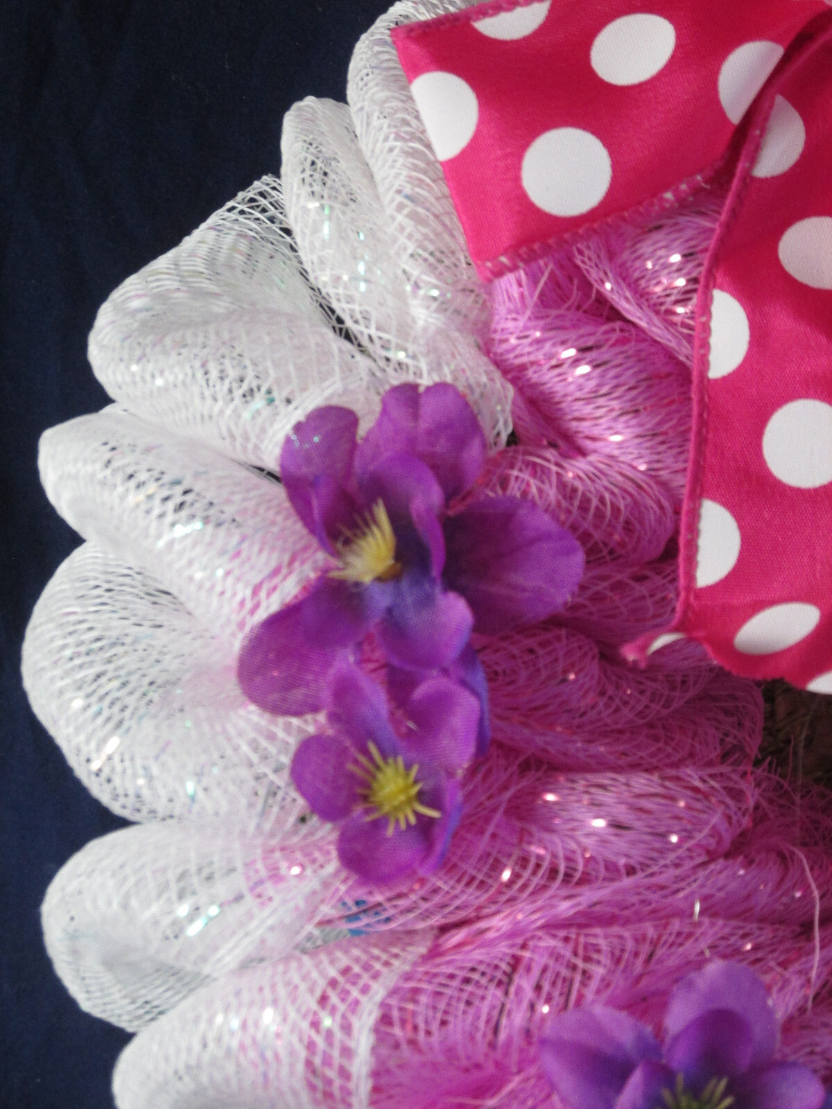 8 Inch Spring Flower Deco Mesh Wreath