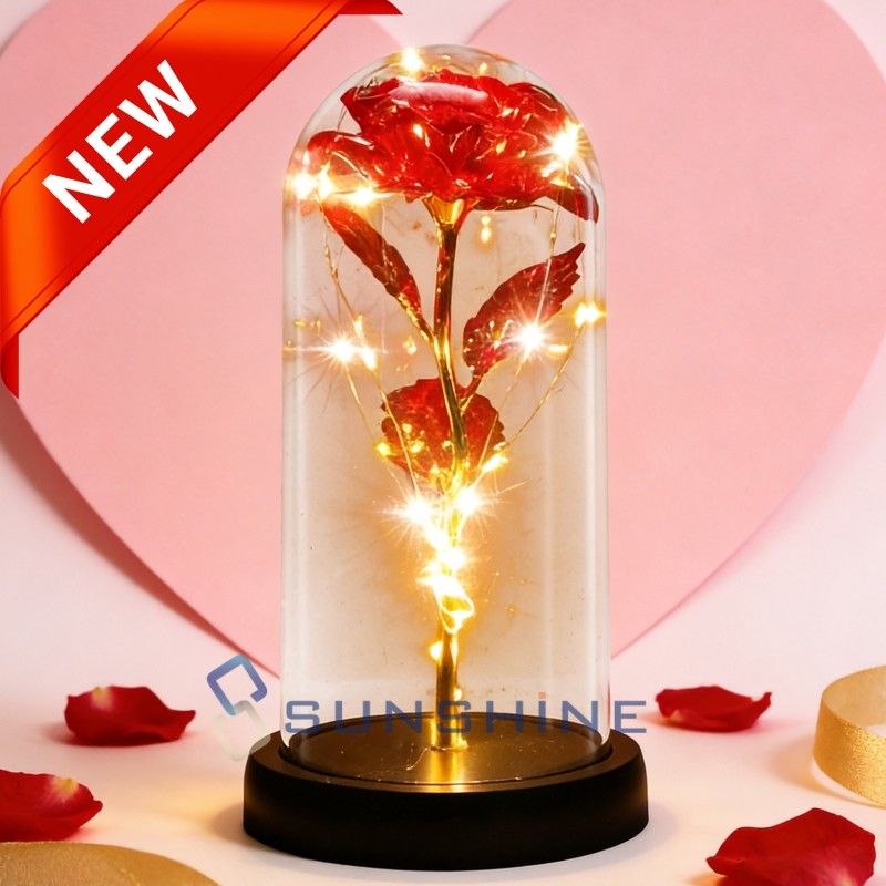 Eternal Crystal Rose Gifts for Women, Preserved Real Forever in Glass Dome Rose
