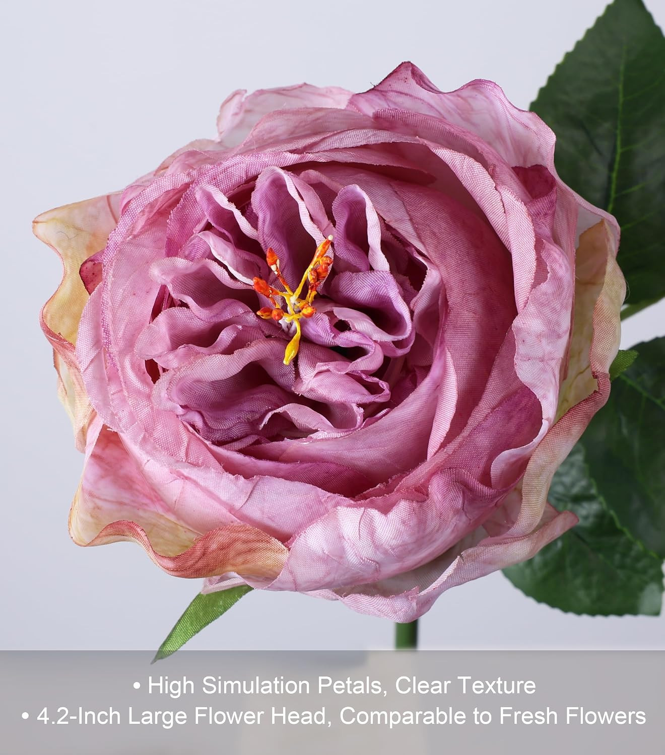 Purple Austin Rose Faux Flowers – 13 Branches Faux Austin Roses | for Wedding Ce